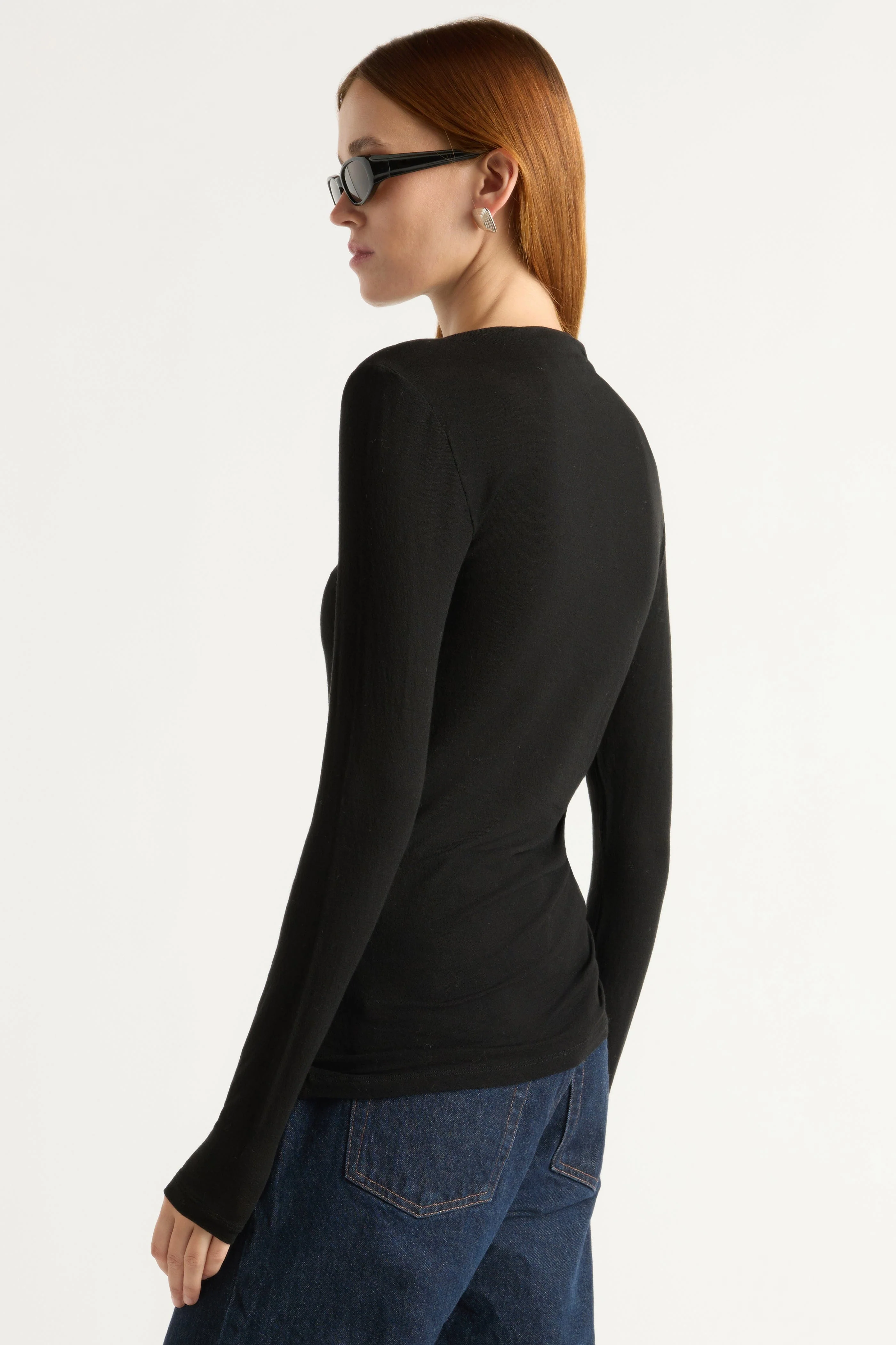 Vittoria Asymmetric-Neck Semi-Sheer Ruched Tee - Image 6
