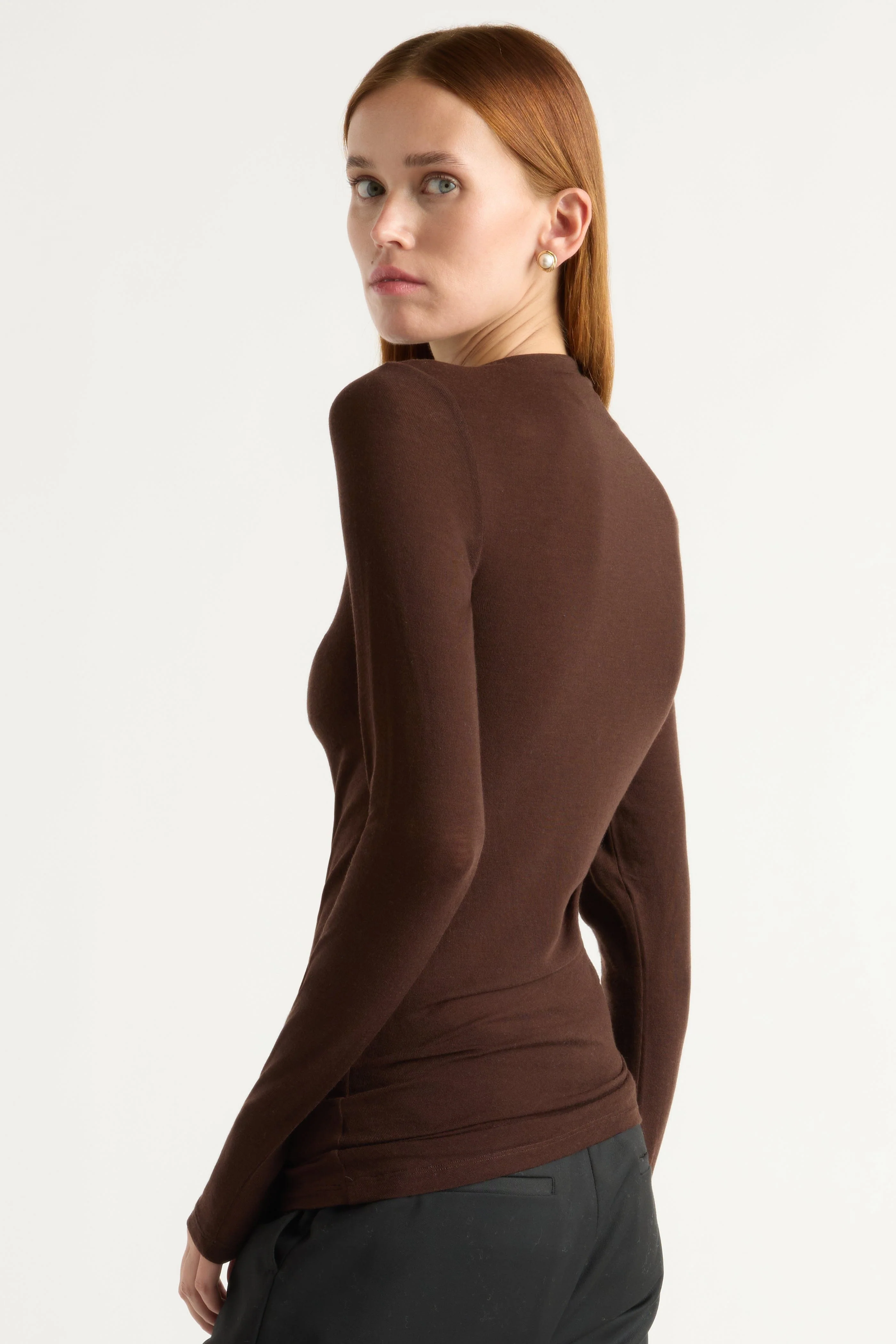 Vittoria Asymmetric-Neck Semi-Sheer Ruched Tee - Image 6