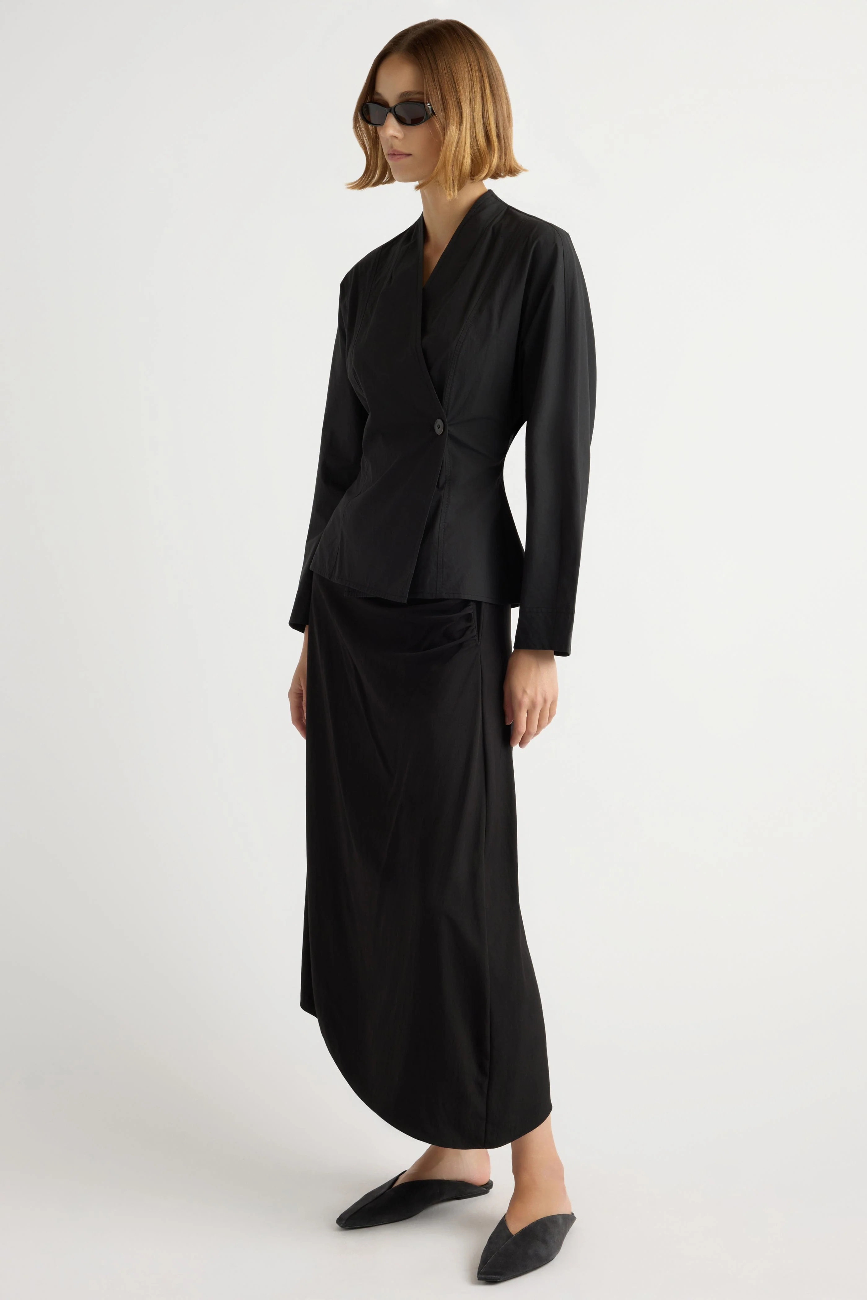 Zainab Sculpted Cotton Poplin Wrap Blouse - Image 3