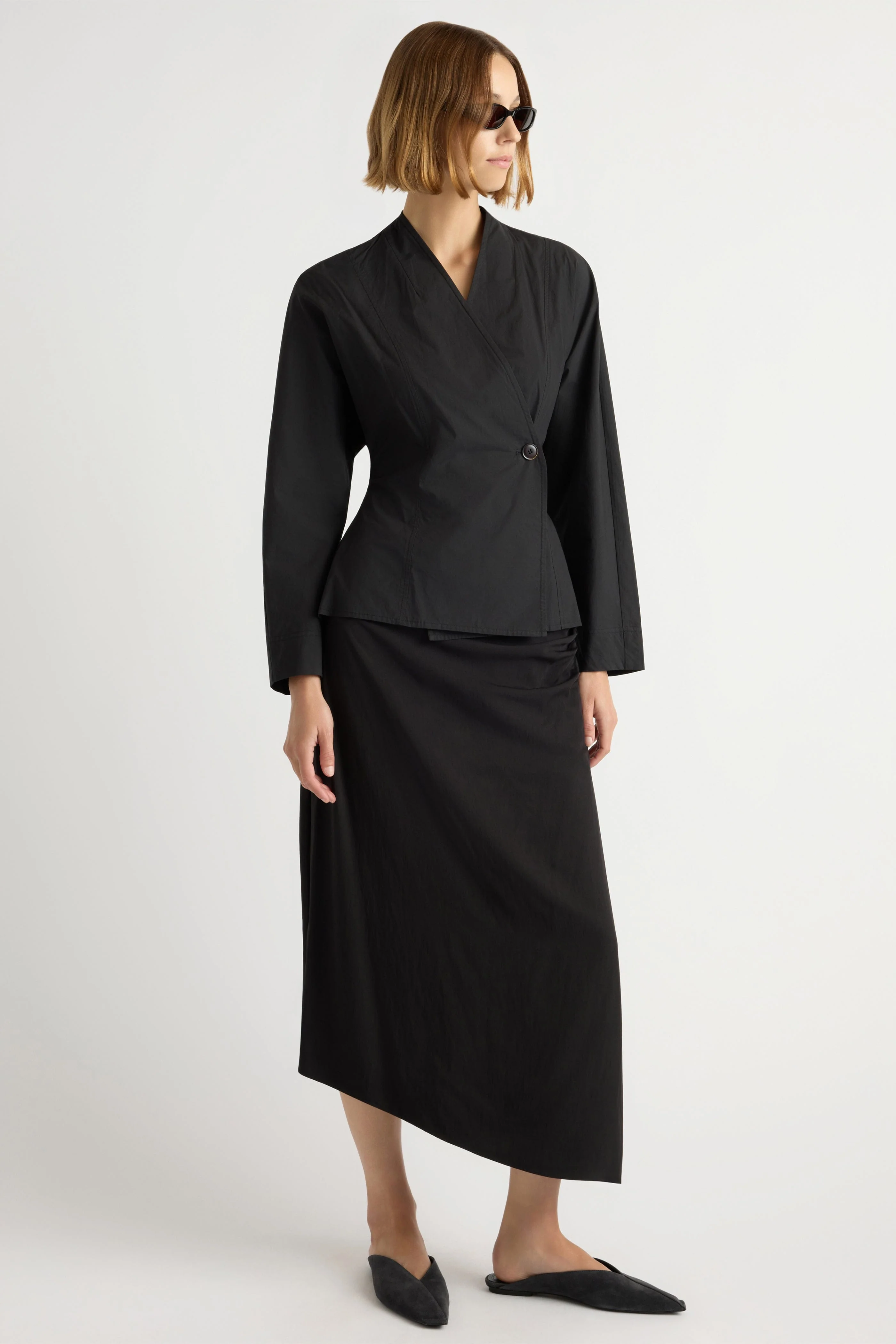 Zainab Sculpted Cotton Poplin Wrap Blouse - Image 4