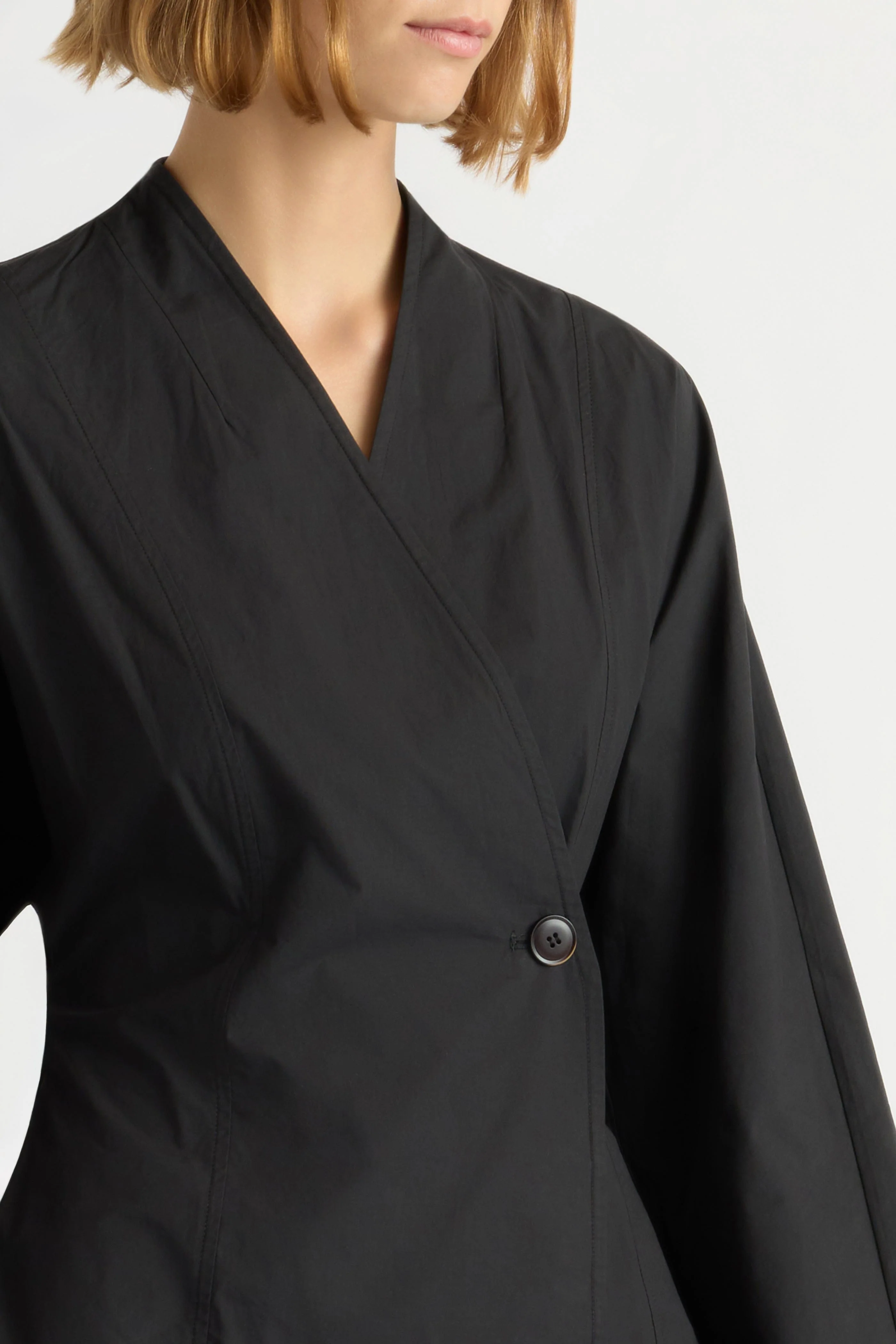 Zainab Sculpted Cotton Poplin Wrap Blouse - Image 5