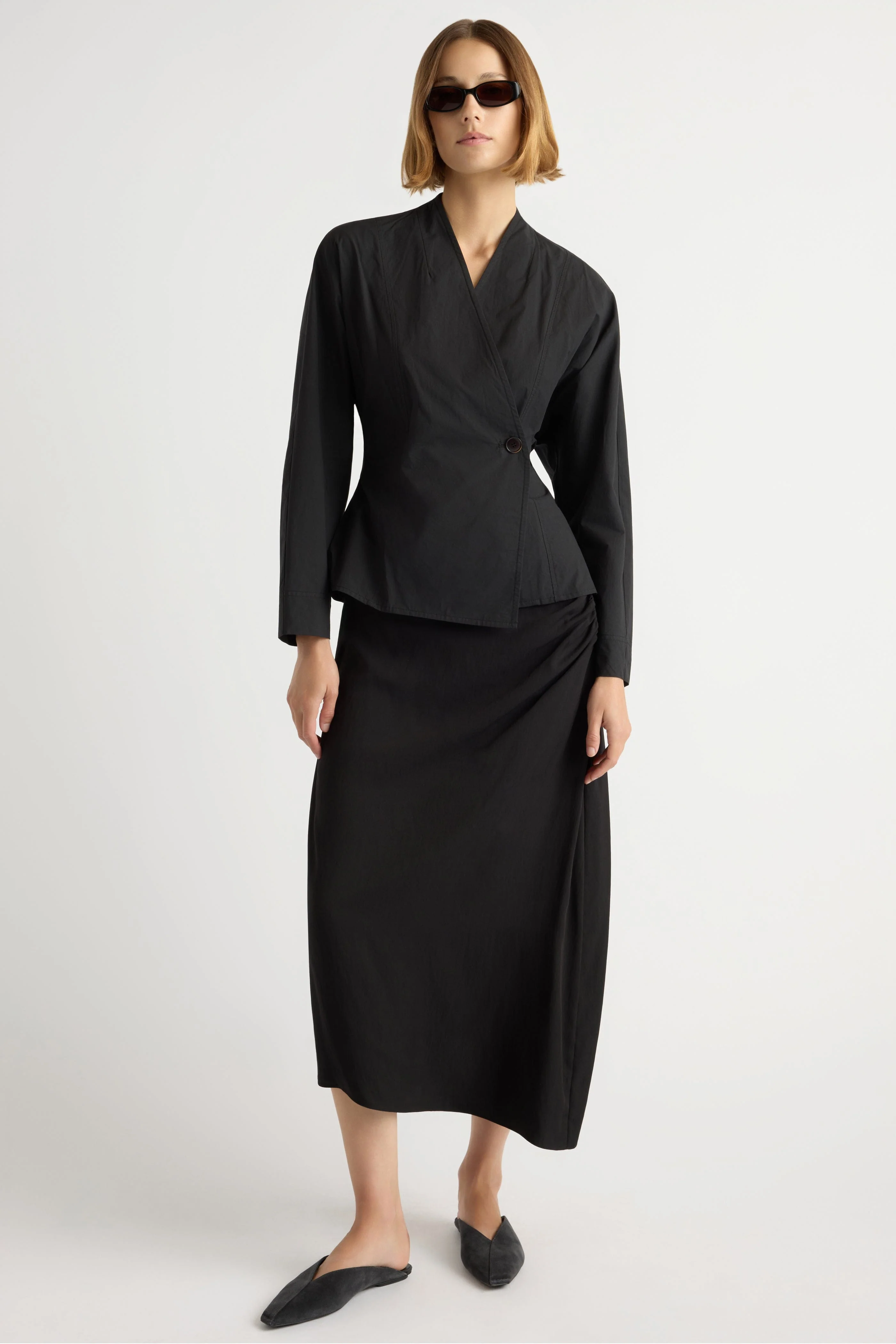 Zainab Sculpted Cotton Poplin Wrap Blouse - Image 6