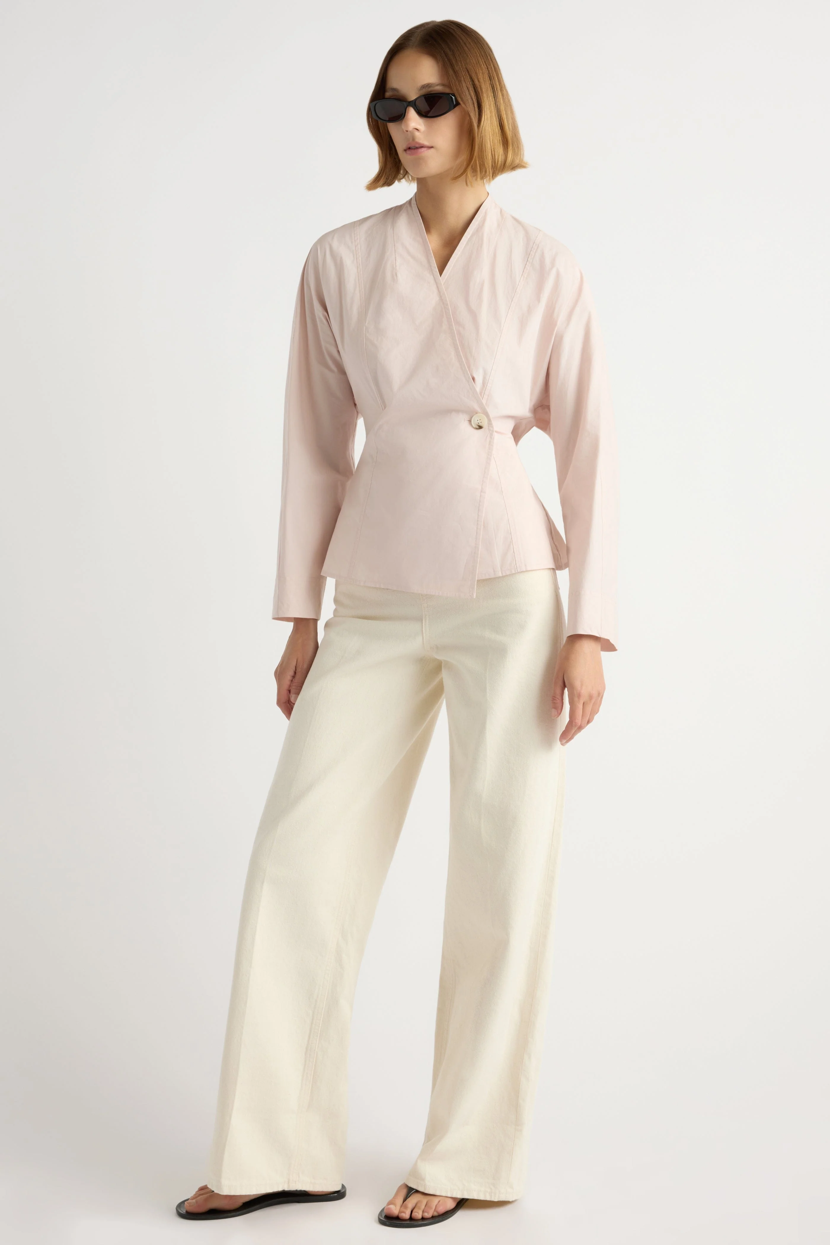 Zainab Sculpted Cotton Poplin Wrap Blouse - Image 5