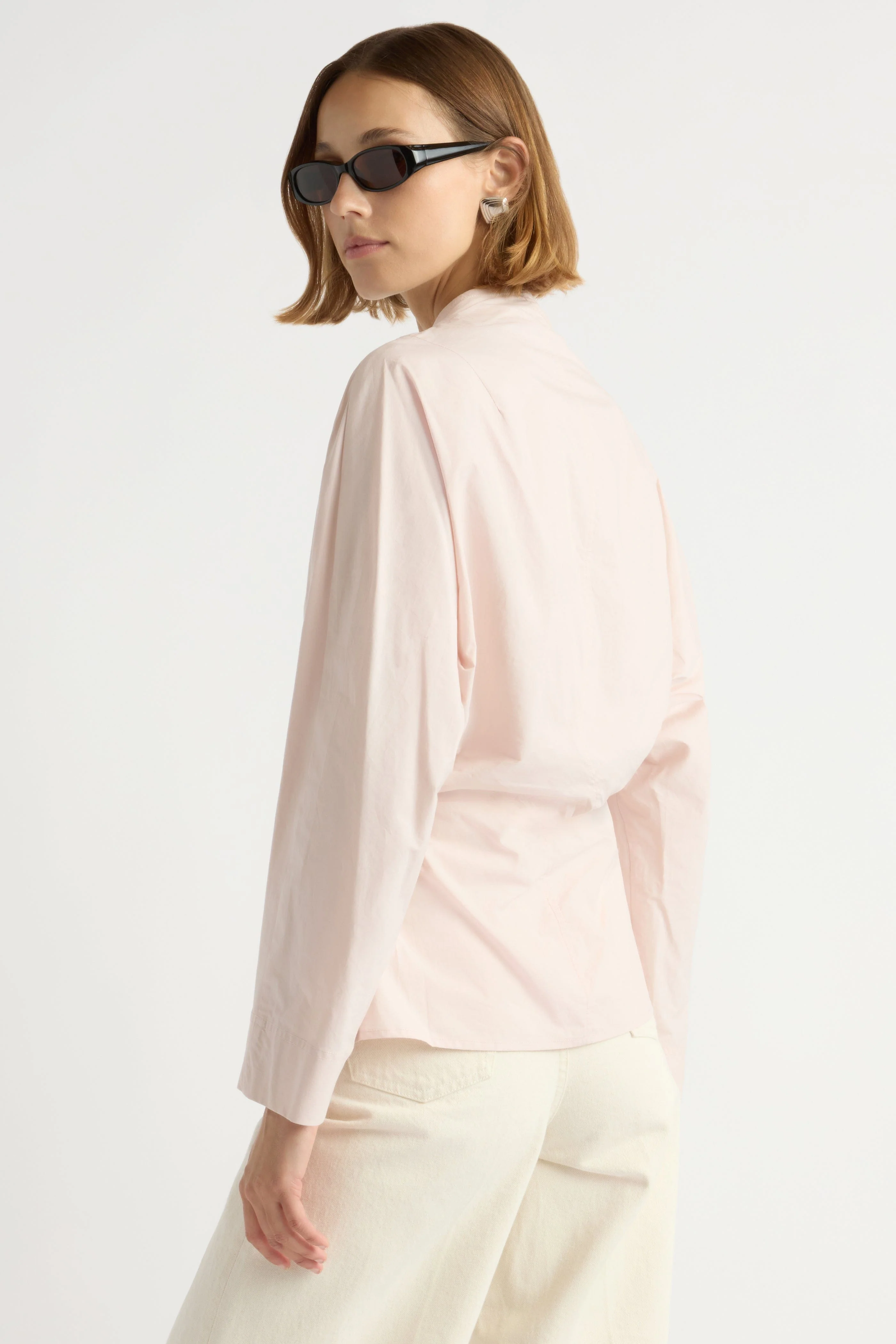 Zainab Sculpted Cotton Poplin Wrap Blouse - Image 6