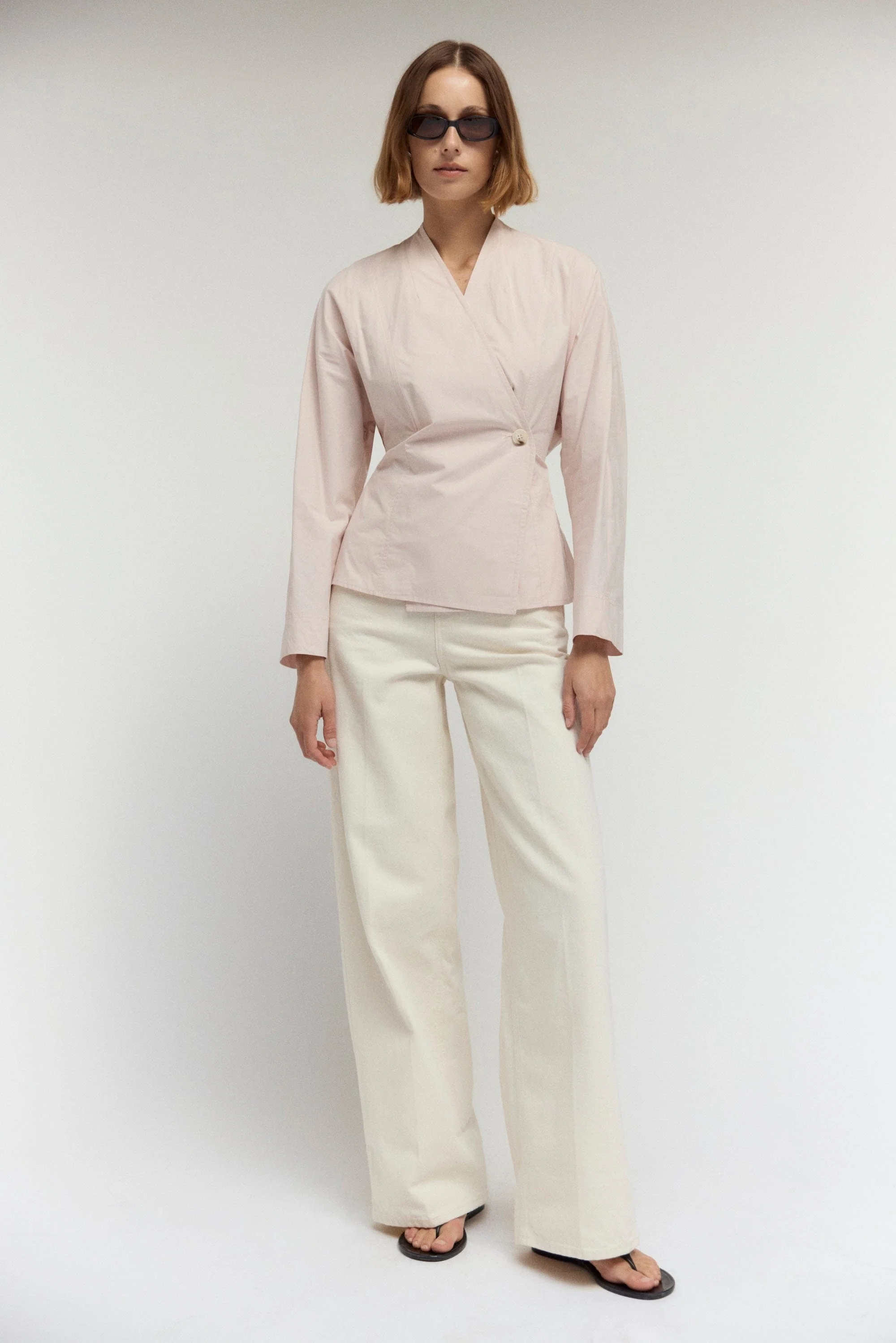 Zainab Sculpted Cotton Poplin Wrap Blouse - Image 7
