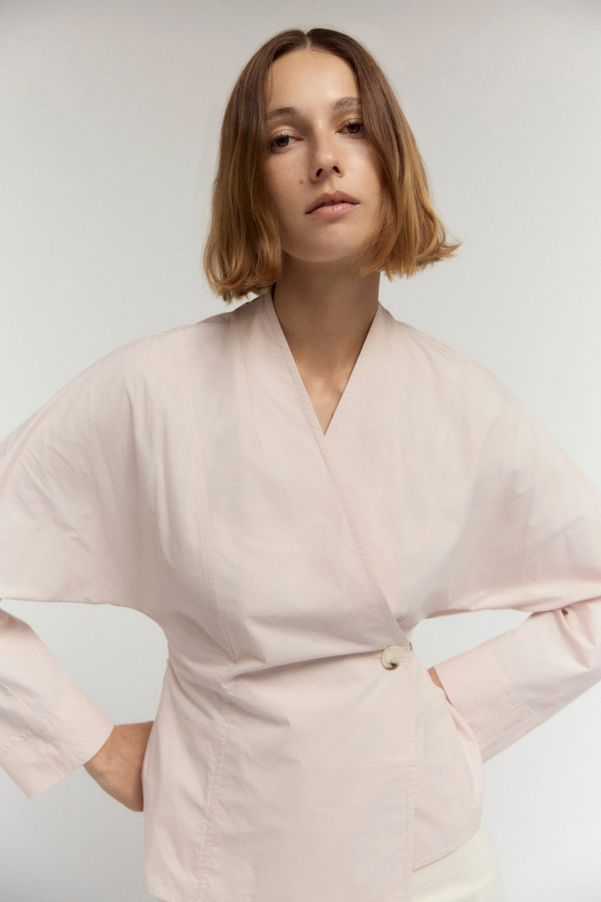 Zainab Sculpted Cotton Poplin Wrap Blouse - Image 8
